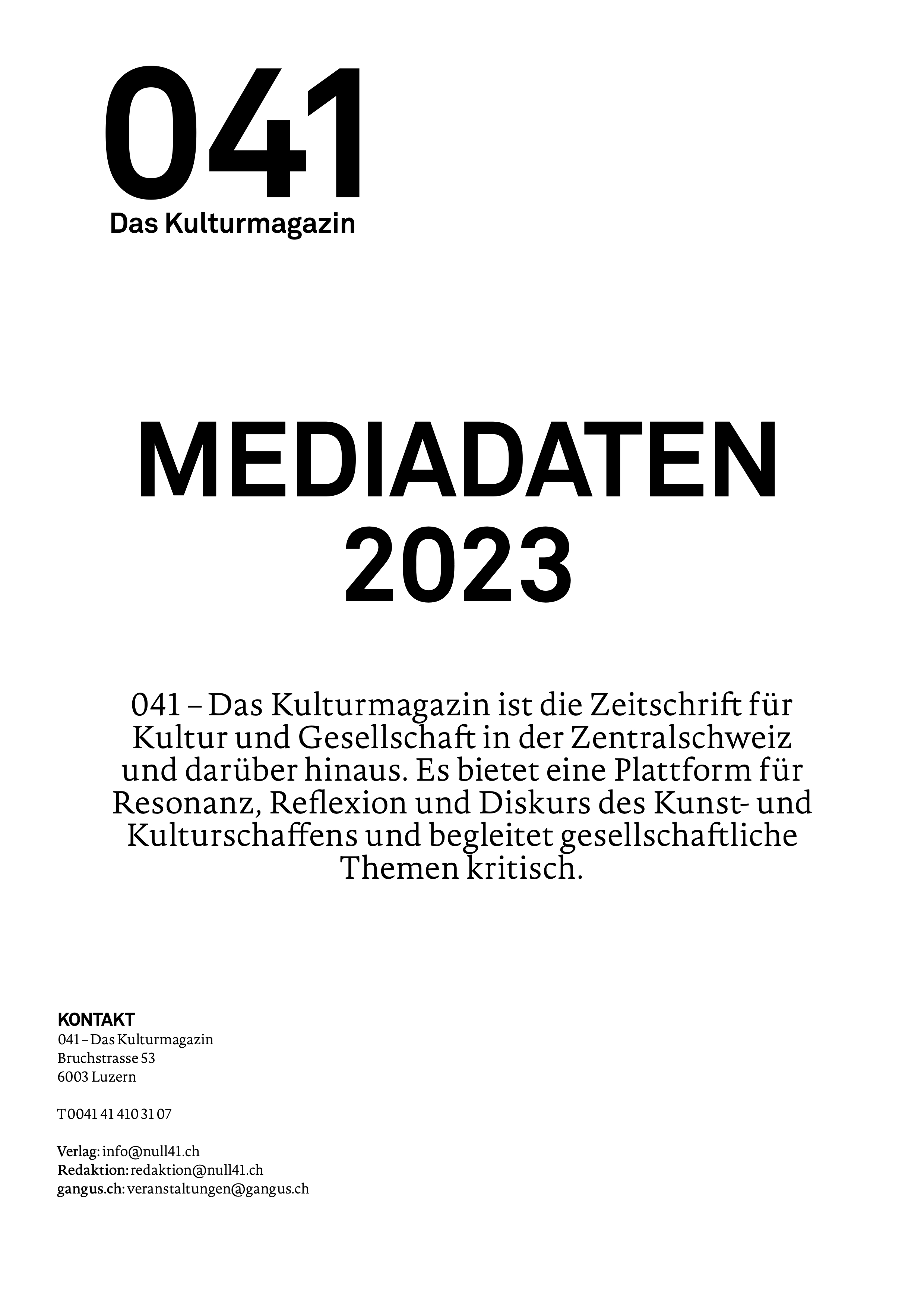 041 – Das Kulturmagazin Mediadaten 2023