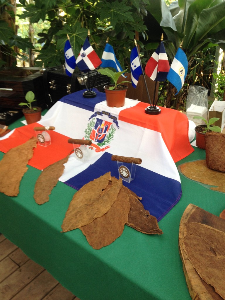 Duftender Tabak auf Dominikanischer Flagge.